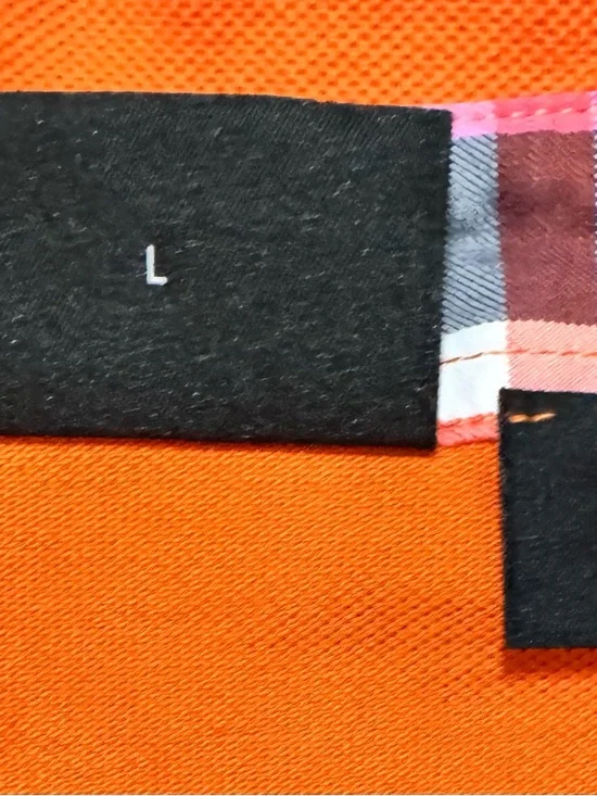 Hugo Boss Orange Polo with Plaid Collar Detail - Picture 5 of 5